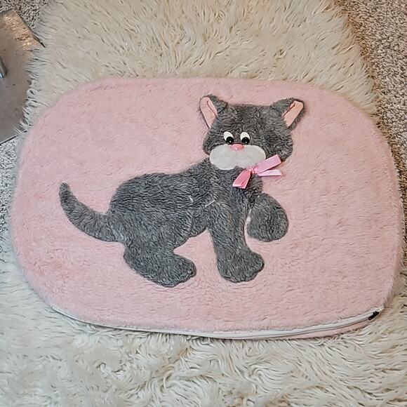 Vintage Tonka Pound Puppies Purries Grey Cat Pink Pillow Cover 1986 - Picture 1 of 8